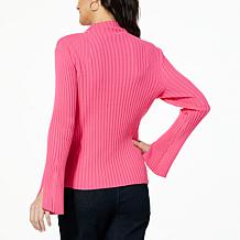 DG2 by Diane Gilman Ribbed SoftEase Knit Mock-Neck Sweater