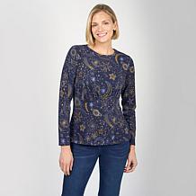 DG2 by Diane Gilman Ruched Asymmetric Seam Long Sleeve Top