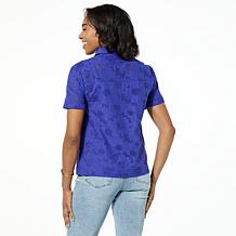 DG2 by Diane Gilman Short-Sleeve Button Front Eyelet Top