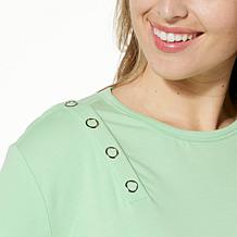 DG2 by Diane Gilman Snapped Cold Shoulder Knit Top