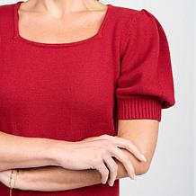 DG2 by Diane Gilman SoftEase Knit Puff-Sleeve Sweater