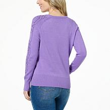 DG2 by Diane Gilman SoftEase Knit Rhinestone V-Neck Sweater