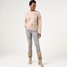 DG2 by Diane Gilman Starburst Embellished Crew Neck Sweater