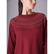 DG2 by Diane Gilman Studded Fairisle Pullover Sweater