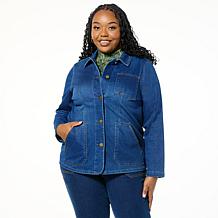 DG2 by Diane Gilman Super Stretch Knit Denim Barn Jacket