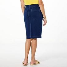 DG2 by Diane Gilman Super Stretch Knit Denim Belted Skirt
