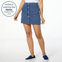 DG2 by Diane Gilman Super Stretch Knit Denim Skort with Buttons