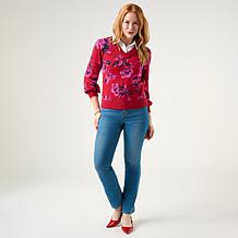 DG2 by Diane Gilman V-Neck Jacquard Pullover
