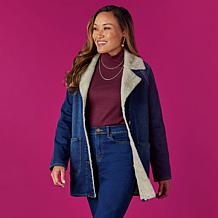 DG2 by Diane Gilman Vintage-Style Denim Sherpa Coat