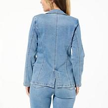 DG2 by Diane Gilman Virtual Stretch Denim Novelty Trim Blazer