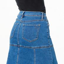 DG2 by Diane Gilman Virtual Stretch Flounce Denim Midi Skirt