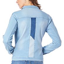 DG2 by Diane Gilman Virtual Stretch Pieced Trim Denim Jacket