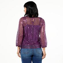 DG2 Sequin Lantern-Sleeve Top with Cami