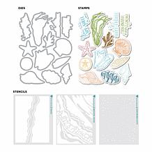 Diamond Press Let's Shell-ebrate Stamp, Die and Stencil Set