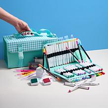 Diamond Press Mega Marker and Ink Kit with Teal Gingham Storage Bag AS