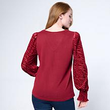 Diane Gilman Burnout Velvet Sleeve Knit Top