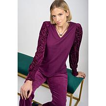 Diane Gilman Burnout Velvet Sleeve Knit Top