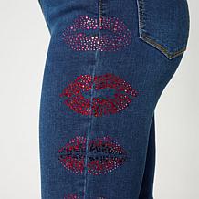 Diane Gilman New Classic Stretch Rhinestone Kiss Straight Leg Jean