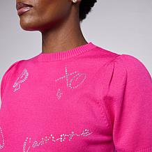 Diane Gilman Softease Embellished Puff Sleeve Sweater