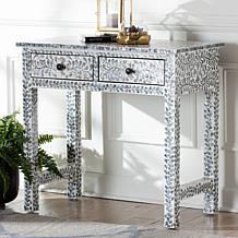 Diata Coastal Console Table with Capiz Shell Design