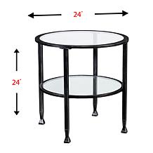 Dina Metal/Glass Round End Table - Black