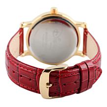 Disney Mickey Mouse Men's Gold Vintage Watch with Red Leather Strap