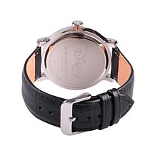 Disney Mickey Mouse Men's Silver Vintage Watch w/ Black Leather Strap