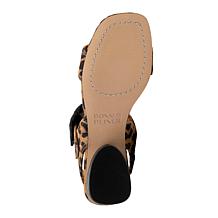 Donald Pliner Mobie Leather and Suede Big Buckle Block Heel Sandal