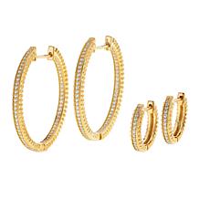 BAUBLEBAR Lucy Goldtone Clear Stone Hoop Earrings Set - 20629459