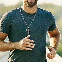 Double Cross CZ Pendant Necklace