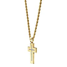 Double Cross CZ Pendant Necklace
