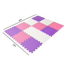 Easy Playhouse 12 Soft Foam Pink,Purple,White Floor Puzzle Tiles