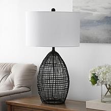 Edren 30" Black Aluminum Rattan Table Lamp