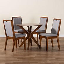 Eira 5-Piece Wood Dining Set with Plush Upholstered Chairs