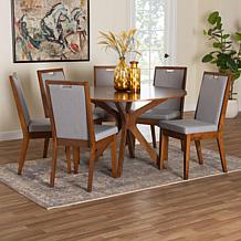 Eira 7-Piece Wood Dining Set with Plush Upholstered Chairs