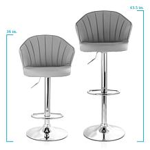 Elama 2-Piece Shell Back Faux Leather Adjustable Bar Stool with Base