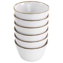 Elama Arthur 6-Piece Stoneware Bowl Set in Matte White with Gold Rim