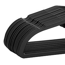 Elama Home 30-Piece Rubber Non Slip Hangers with Hanging Tab in Black