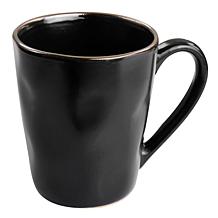 Elama Modern 16pc Stoneware Dinnerware Set in Matte Black w/ Gold Rim