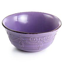 Elama Rustic Birch 16-Piece Stoneware Dinnerware Set, Purple