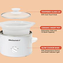 Elite Cuisine 1.5 qt. Mini Slow Cooker in Stainless Steel
