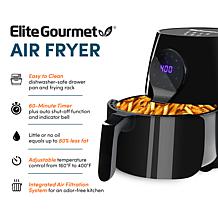 Elite Gourmet 5.3-Qt Digital Air Fryer with 7 Menu Functions - Black
