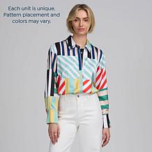 Elle Live Multi-Stripe Long-Sleeve Shirt