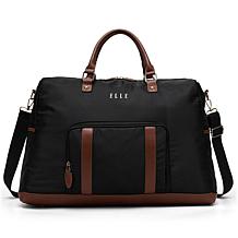 ELLE Luxe Journey 30L Twill and Vegan Leather Weekender Duffel Bag