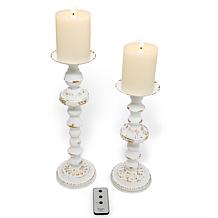 Emryn House Set of 2 Metal Candle Holders with LED Candles and Remote