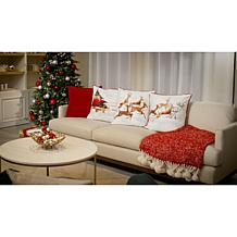 Emryn House Woven Herringbone Throw with Pompoms