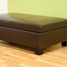 Esmeralda Leather Storage-Ottoman - Dark Brown