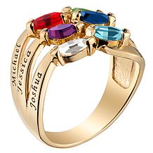 Family Name and Crystal Birthstone Ring