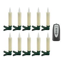 FIA Flame 10-piece Set of Clip-On & Suction LED Taper Candles