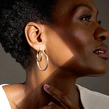 Fiorenza 1-inch Diamond-Cut Hoop Earrings